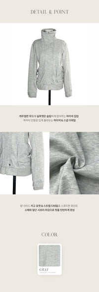 Korean Collection Grey High-Neck Cargo Zip-Up Jacket (Instock)