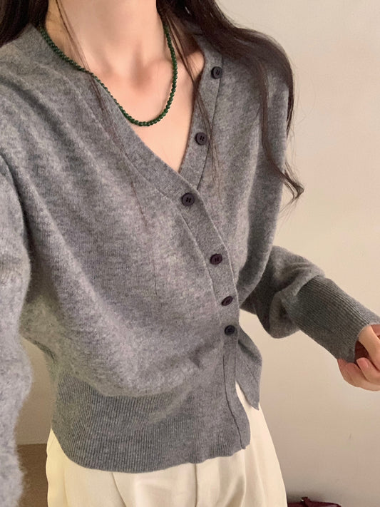 Kelly Designs Grey Wool V Neck Top (Instock)