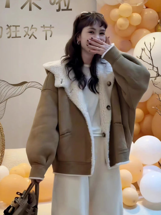 Kelly Designs Reversible Shearling Fleece Jacket – Dual-Side Cozy Winter Coat/100% Wool (Preorder)