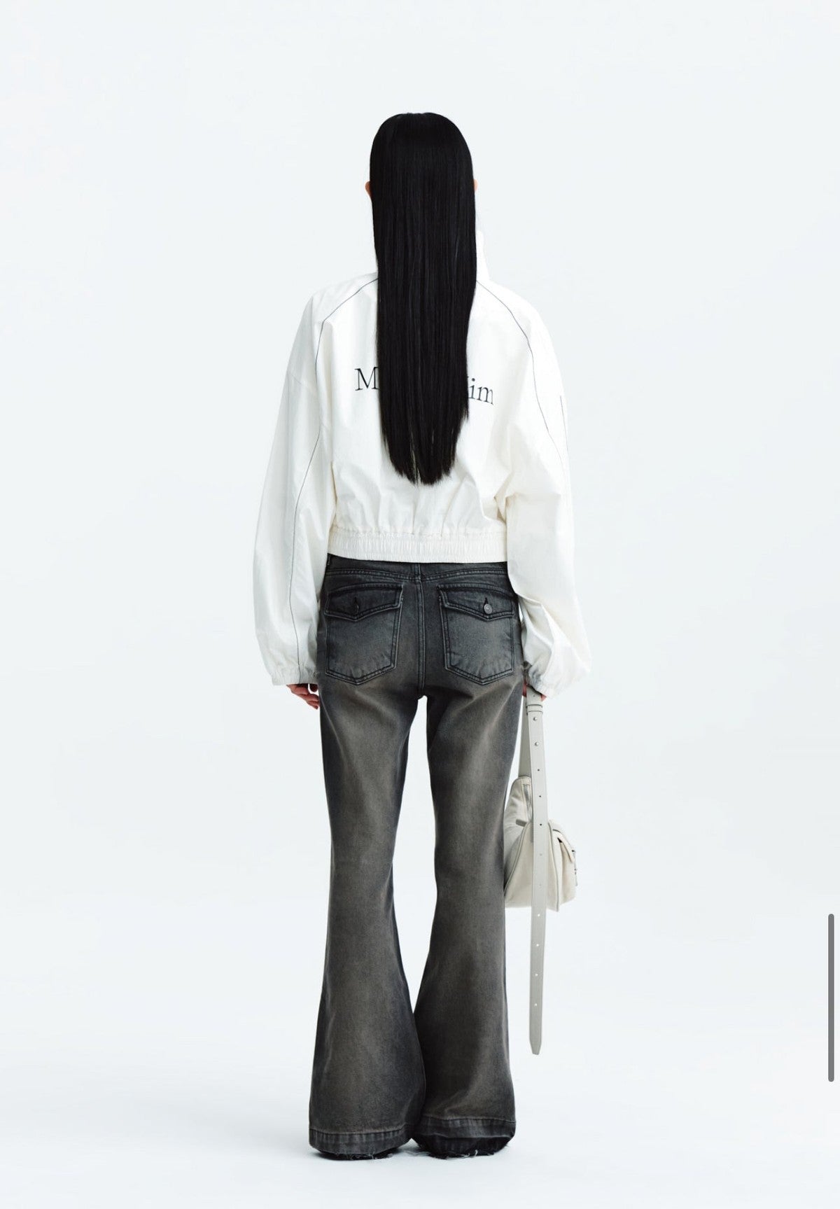 MATIN KIM MATIN COATING CROP BLOUSON IN WHITE (Instock)