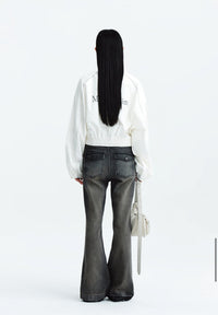MATIN KIM MATIN COATING CROP BLOUSON IN WHITE (Instock)
