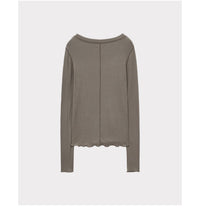 Korean Soft U-Neck Contrast Stitch Long Sleeve Top – 7 Colors (Instock)