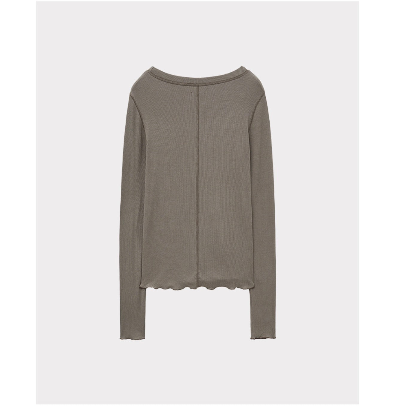 Korean Soft U-Neck Contrast Stitch Long Sleeve Top – 7 Colors (Instock)