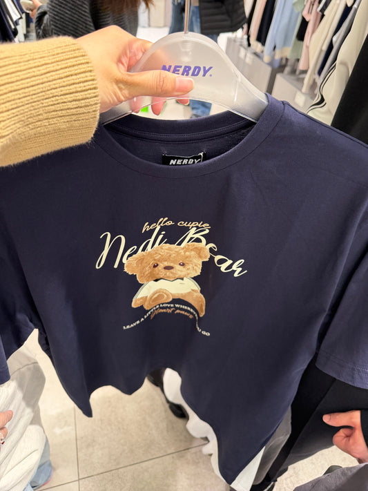 Korean Collection Nerdy Unisex Oversize Tshirt Navy (Instock)