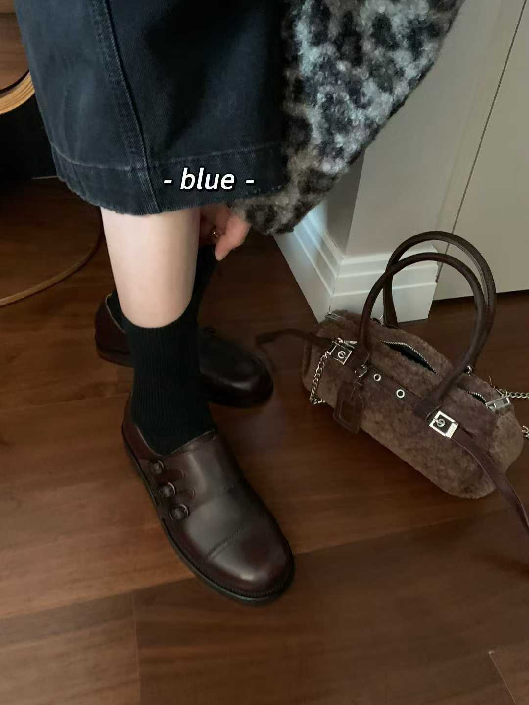 Kelly Designs Leather Shearling Handle Brown Bag (Instock)