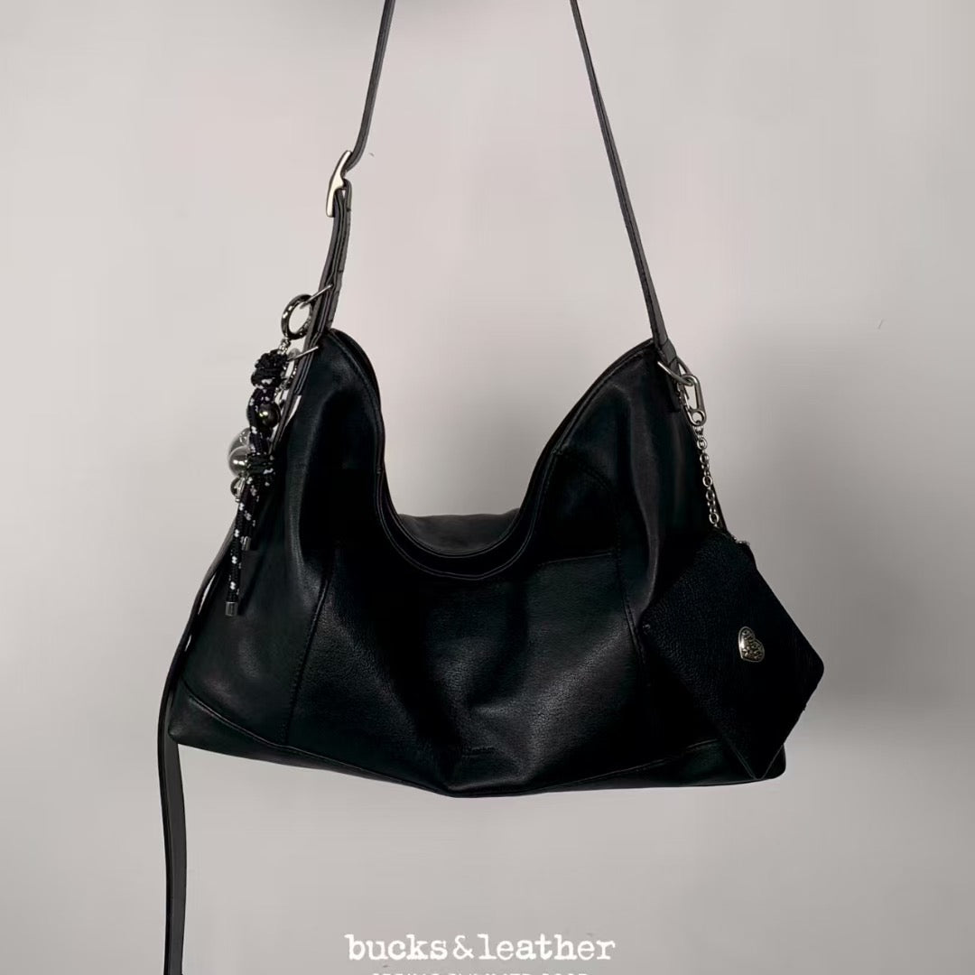 Korean APM Collection BUCKS&LEATHER Black Leather Bag (Preorder)