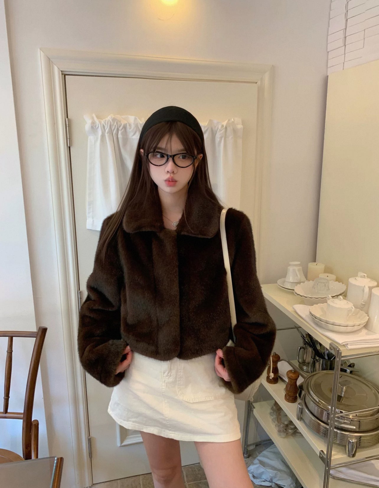 Kelly Designs Chic Faux Mink Short Jacket – Eco-Friendly Plush Fur Brown Coat (Instock)