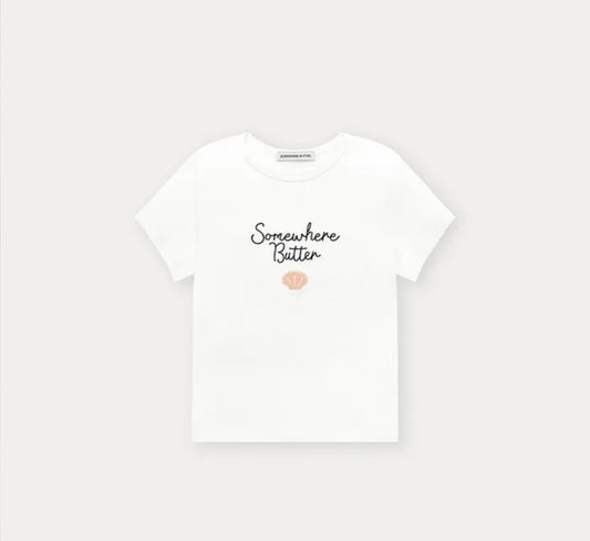 Korean Brand Boucle Shell Logo Top-Ivory (Instock)