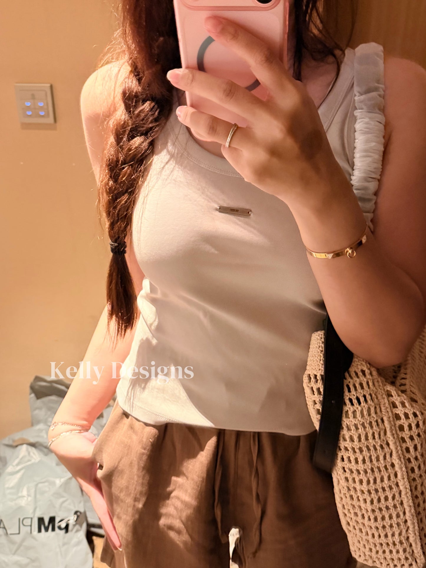 Korean APM Collection U Neck Tank Top-Khaki (Instock)