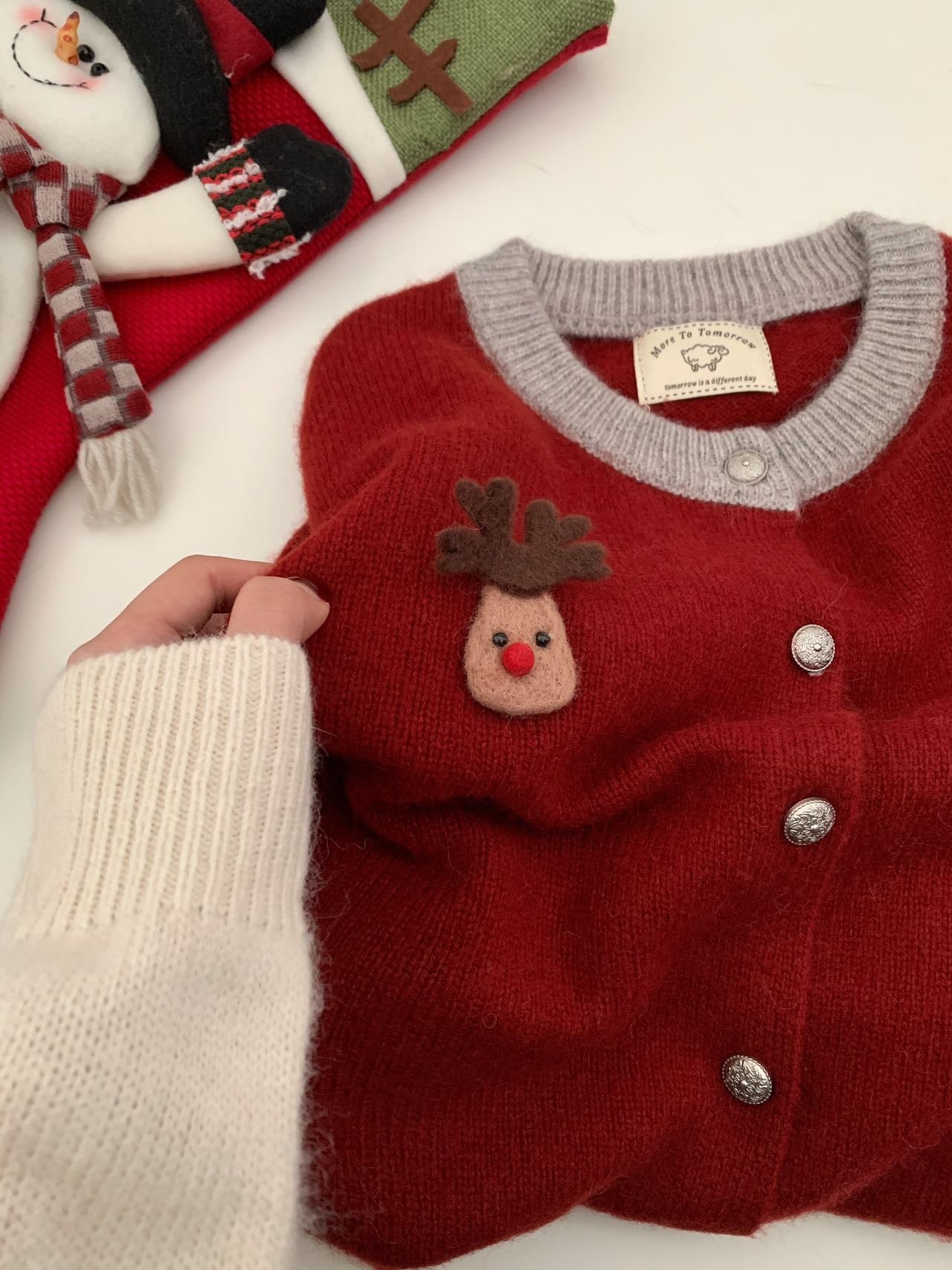 Kelly Designs Christmas Deer Red Cardigan (Instock)