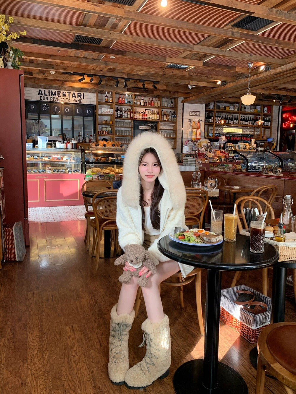 Kelly Designs Fox fur hoodie cardigan (Instock)