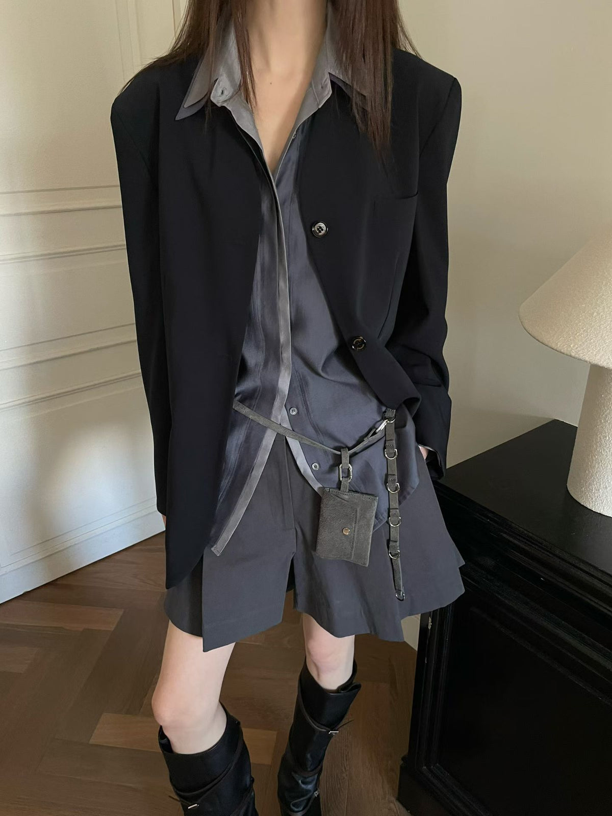 Korean Collection | Contrast Collar Sheer Button-Up Shirt (Instock)