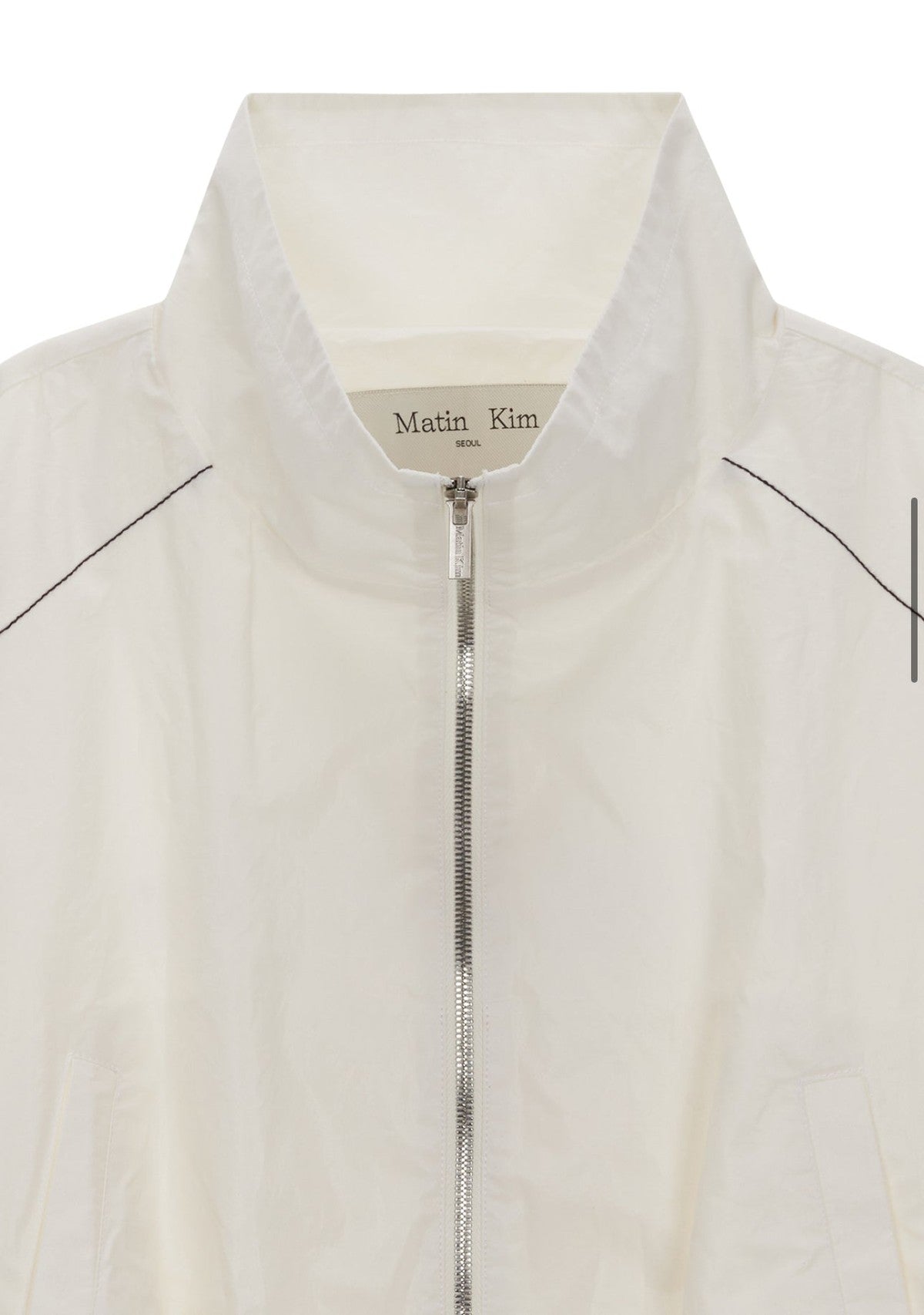 MATIN KIM MATIN COATING CROP BLOUSON IN WHITE (Instock)