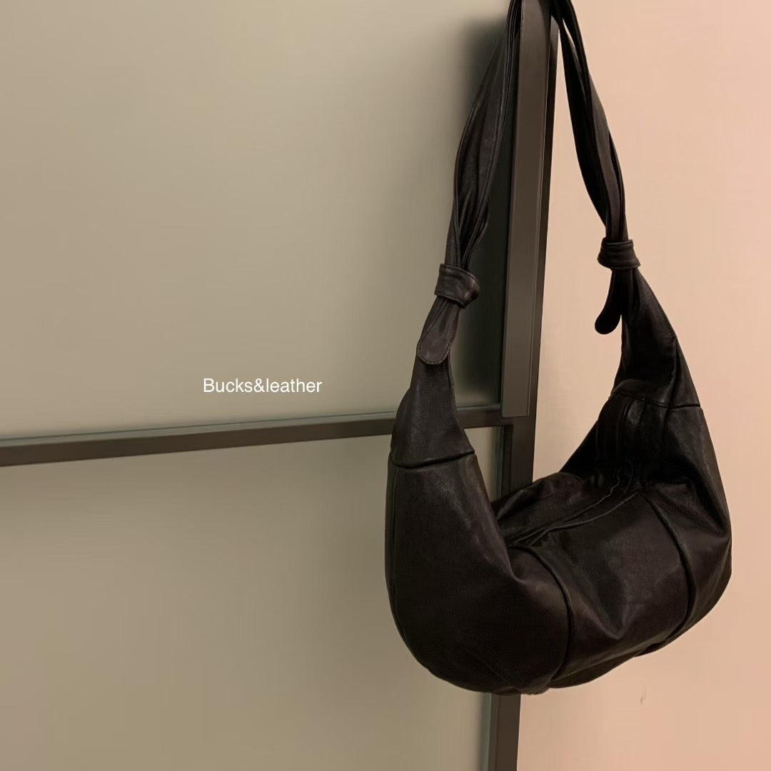 Korean APM Collection BUCKS&LEATHER Black Leather Bag (Instock)