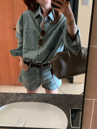 Kelly Designs  Denim Two-Piece Set – Oversized Shirt & High-Waist Shorts (Instock)