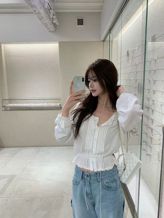 Korean APM Collection Vegetable White Blouse (Instock)