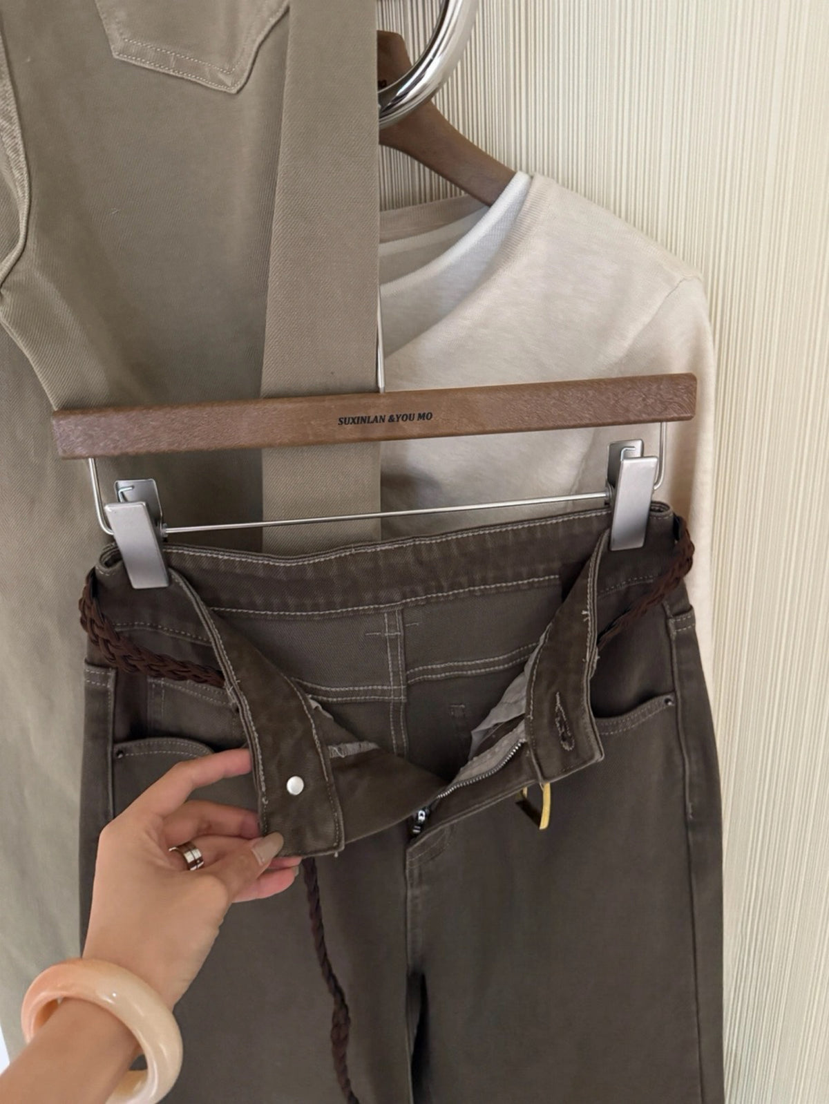 Kelly Designs Mocha Brown Washed Stretch Wide-Leg Jeans (Instock)