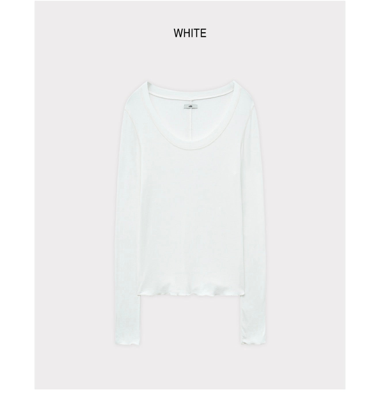 Korean Soft U-Neck Contrast Stitch Long Sleeve Top – 7 Colors (Instock)