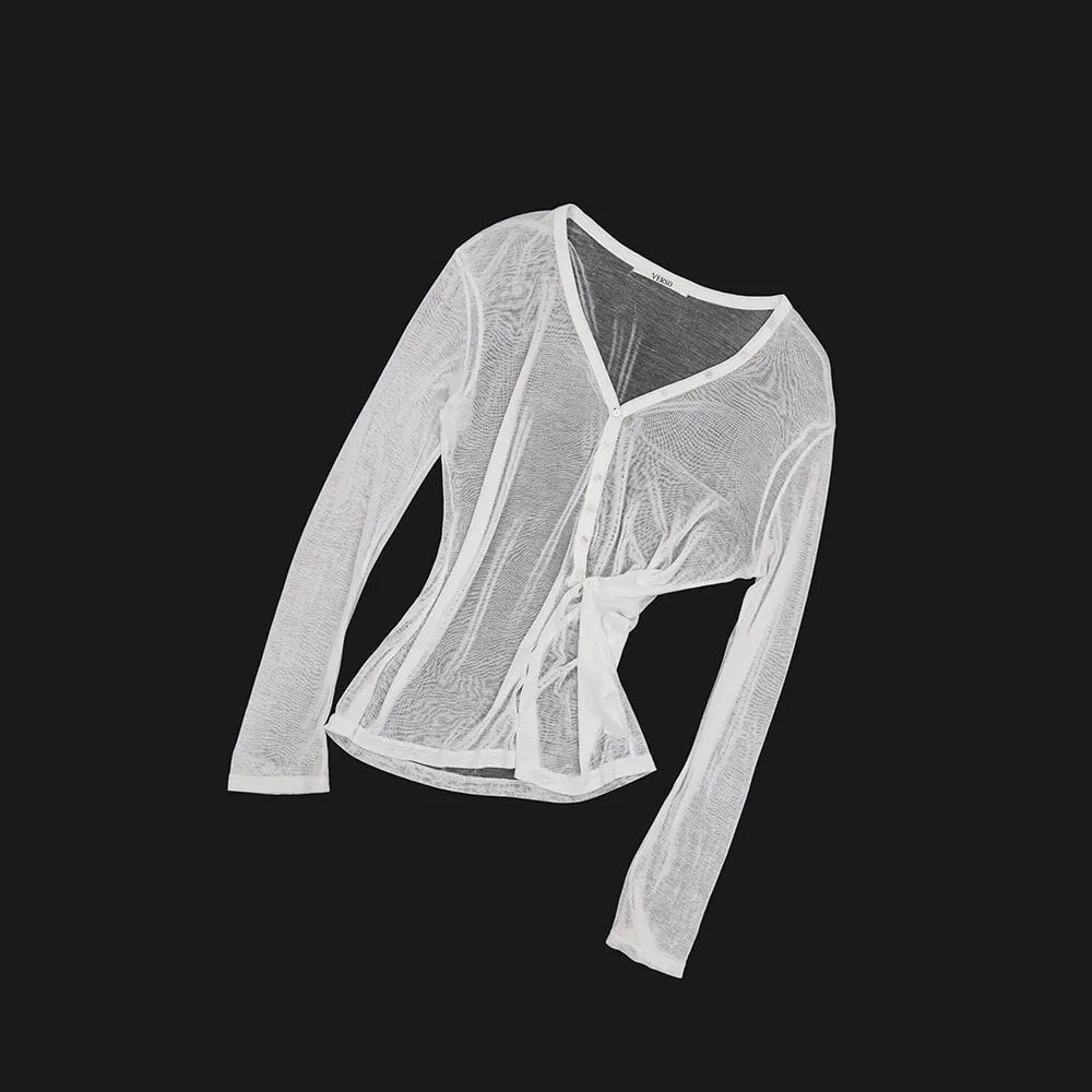 Korean Verso Henley V-neck Top (Instock)