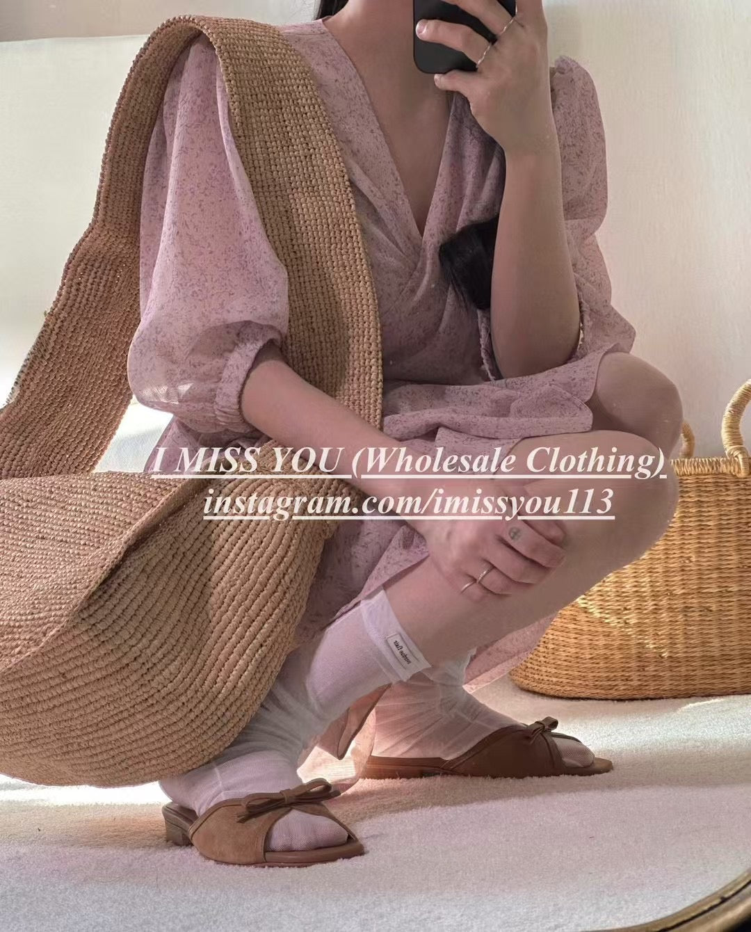 Korean APM Collection I Miss You Pink Mid Dress (Instock)