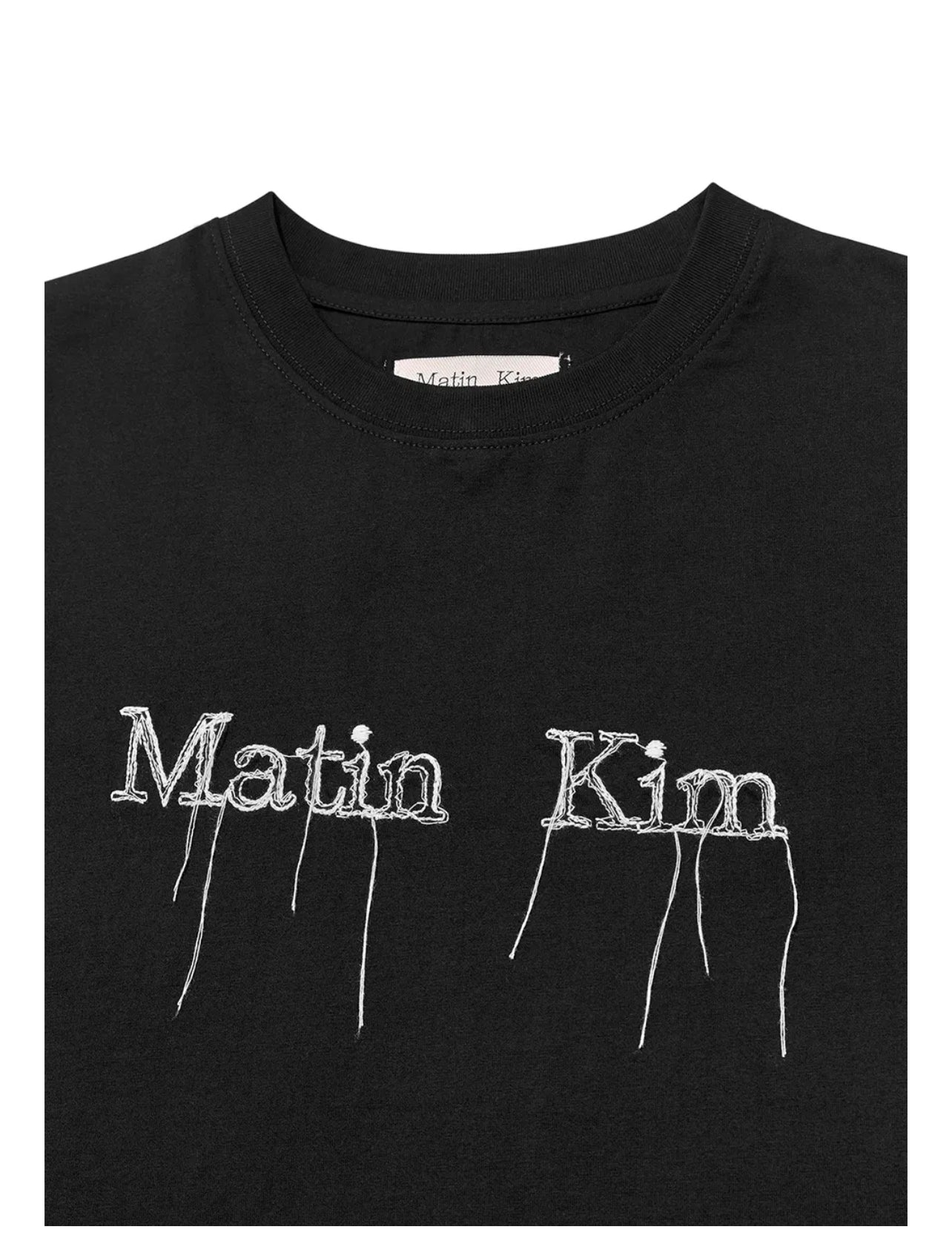 MATIN KIM LOGO THREAD POINT CROP TOP IN BLACK (Instock)