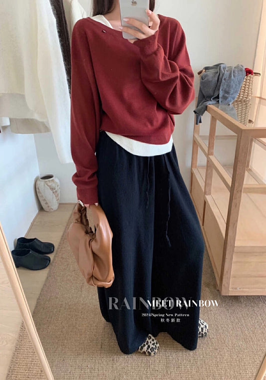 Kelly Designs Real 2Pcs Wine Sweater (Instock)