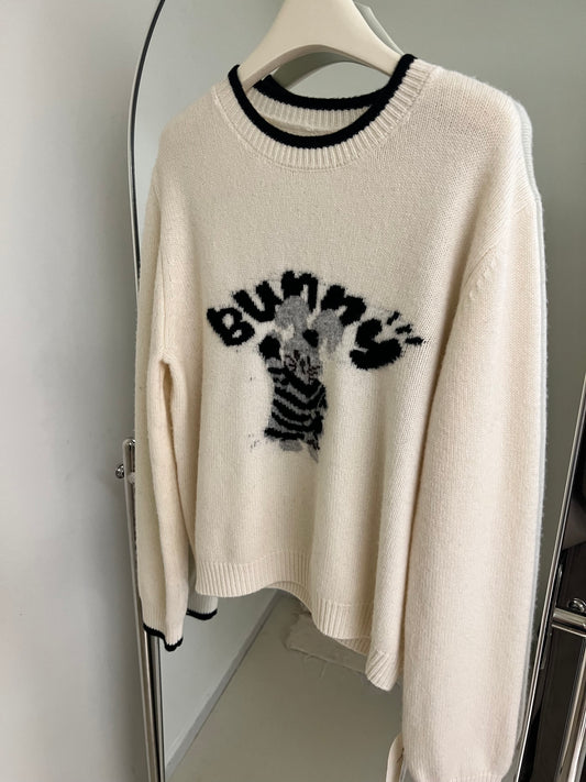 Kelly Designs Black Bunny White Sweatshirt (Instock)