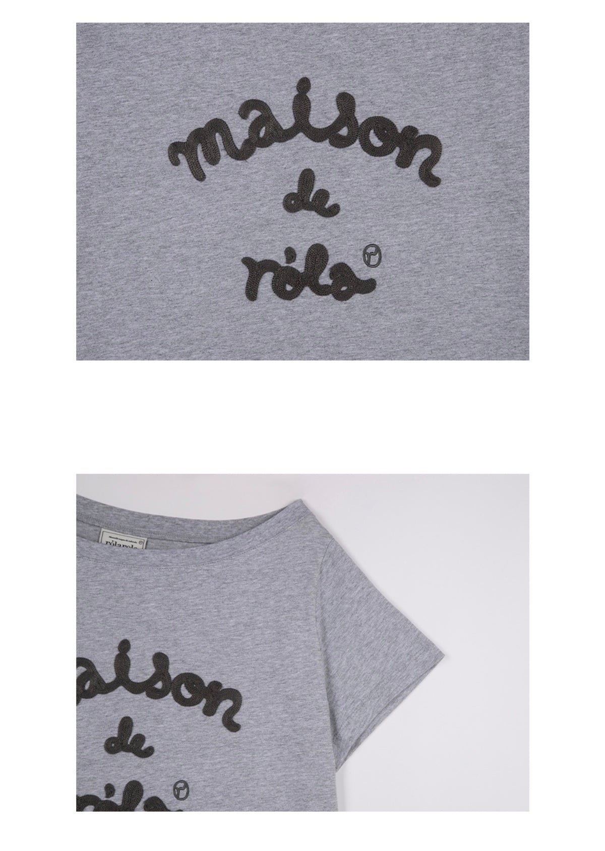 Rolarola Embroidery Off Shoulder Tshirt Off Grey (Preorder)