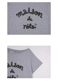 Rolarola Embroidery Off Shoulder Tshirt Off Grey (Preorder)