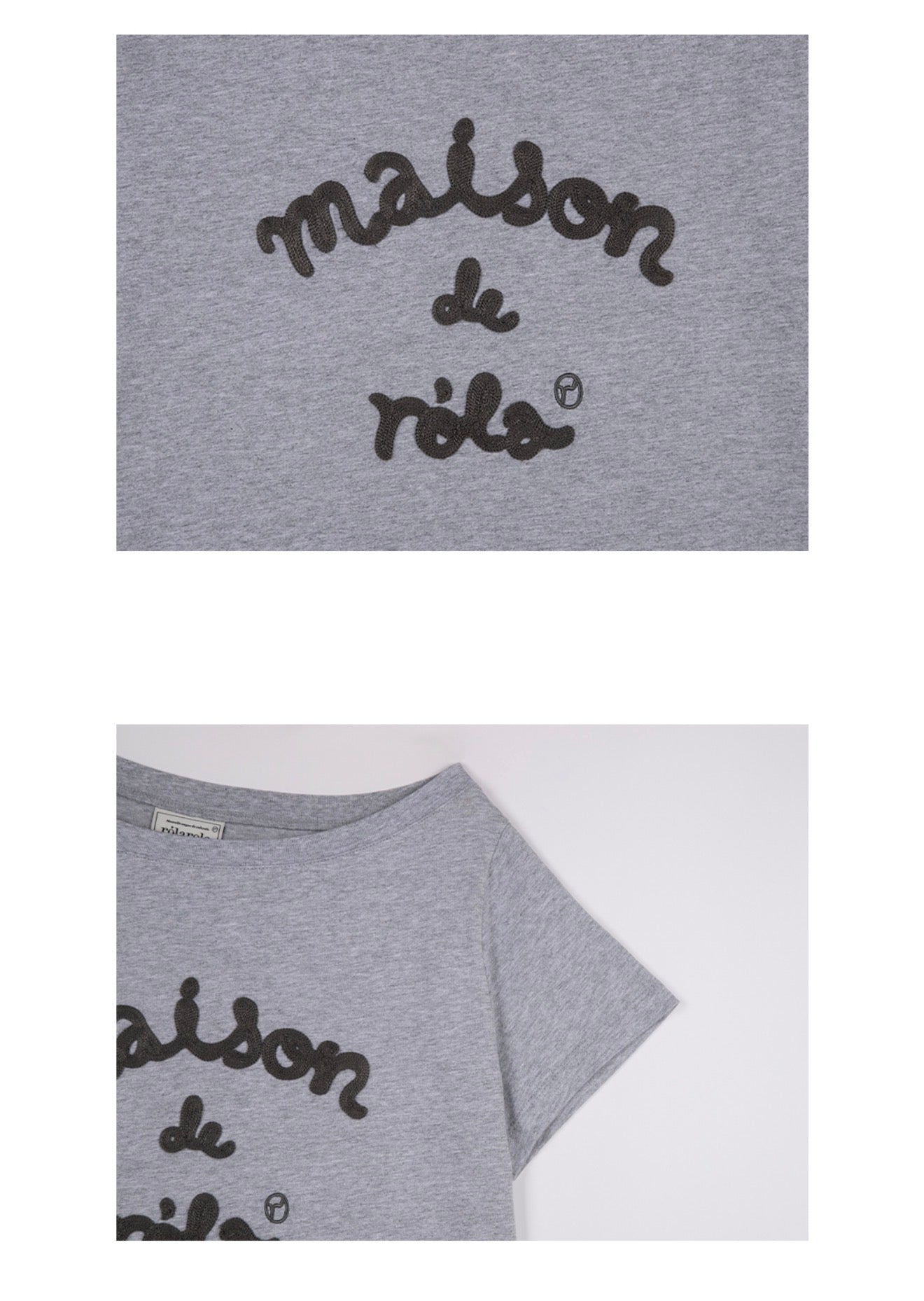 Rolarola Embroidery Off Shoulder Tshirt Off Grey (Preorder)