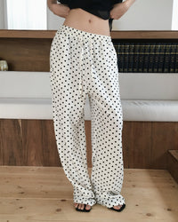 Korean Soft Linen Polka Dot Wide-Leg Pants (Instock)