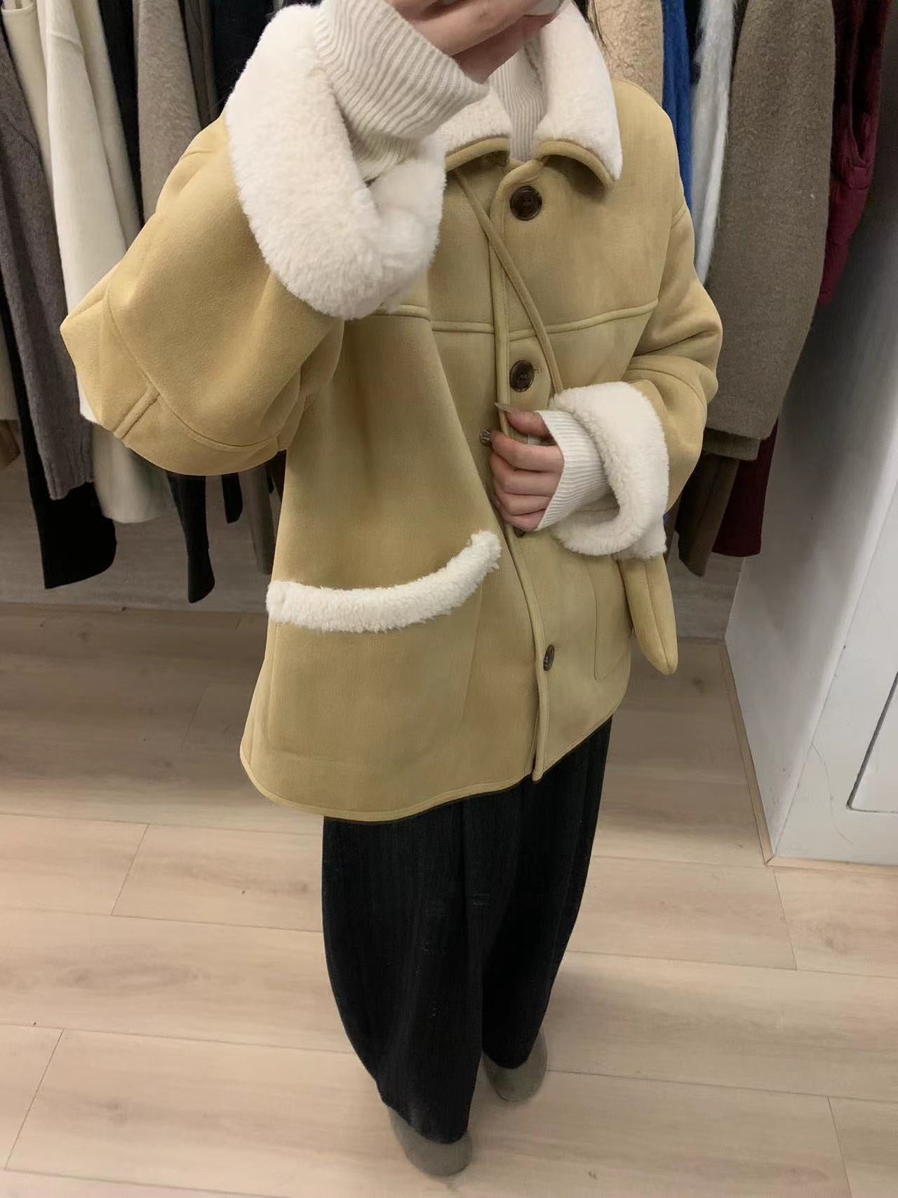 Kelly Designs Fur Khaki Jacket with Bag(Instock)