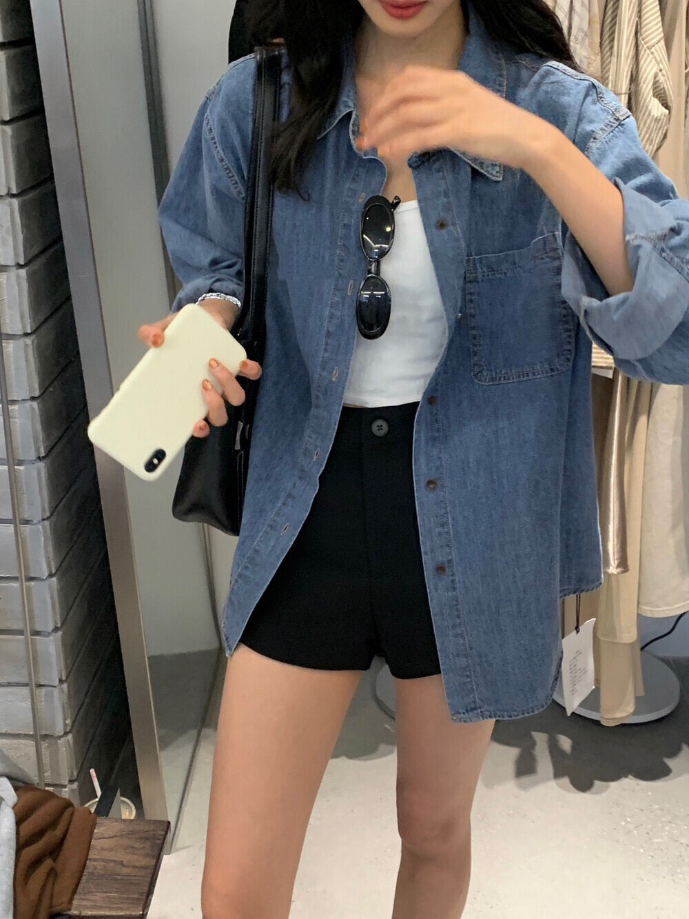 Kelly Designs Two Colors Denim Shirt (Instock)
