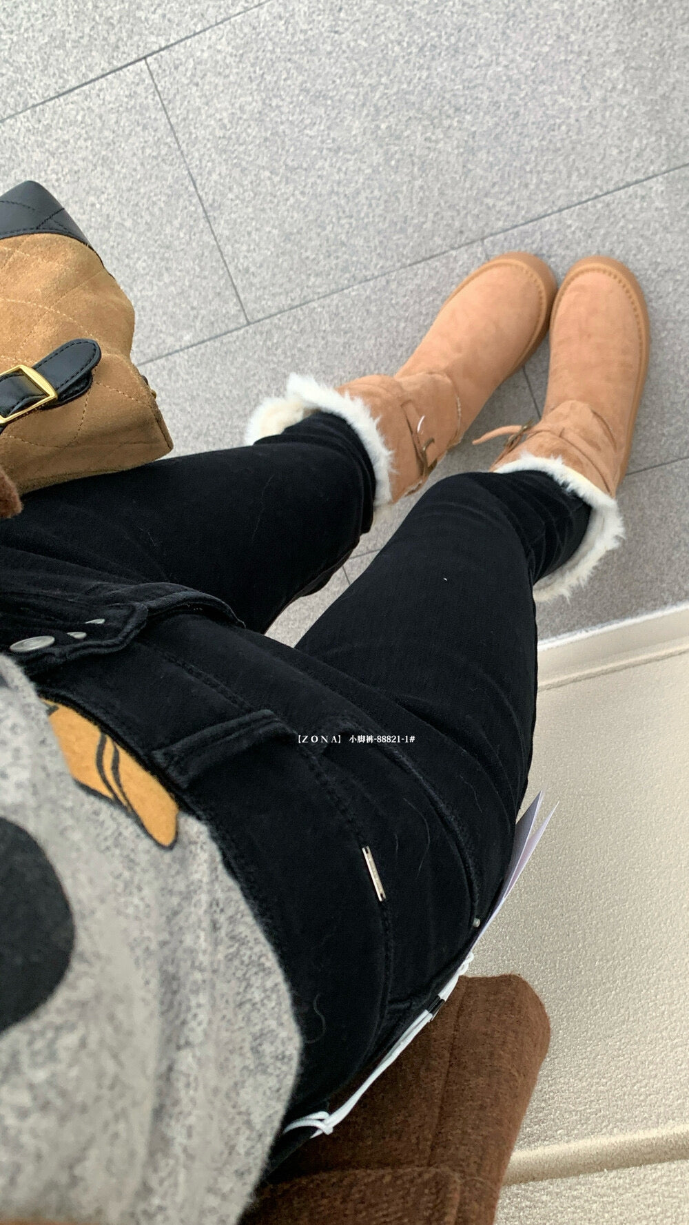 Kelly Designs Fleece-Lined Denim Black Slim Pants(Instock)