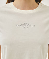 Marithe W SILVER LETTERING CROP TEE ivory (Instock)