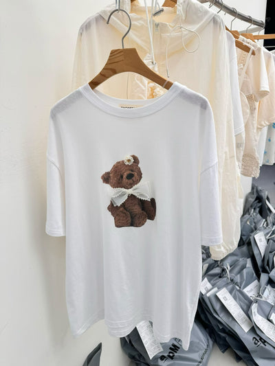 Korean APM Collection Hand Made Bear Tshirt -2 Colors (Instock)