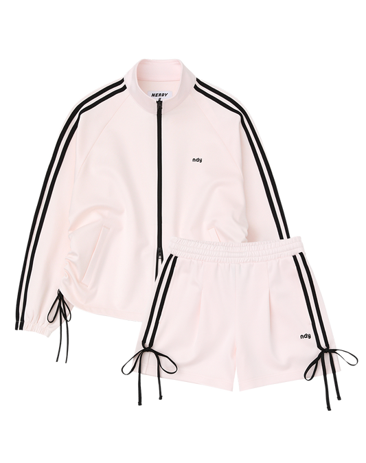 Korean Collection Nerdy 2pcs RIBBON TRACK SHORTS Pink SET (Instock)