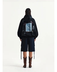 Matin Kim VINTAGE WASHED GRAFFITI HOODY ZIP UP IN Black (Preorder Mid Of October)