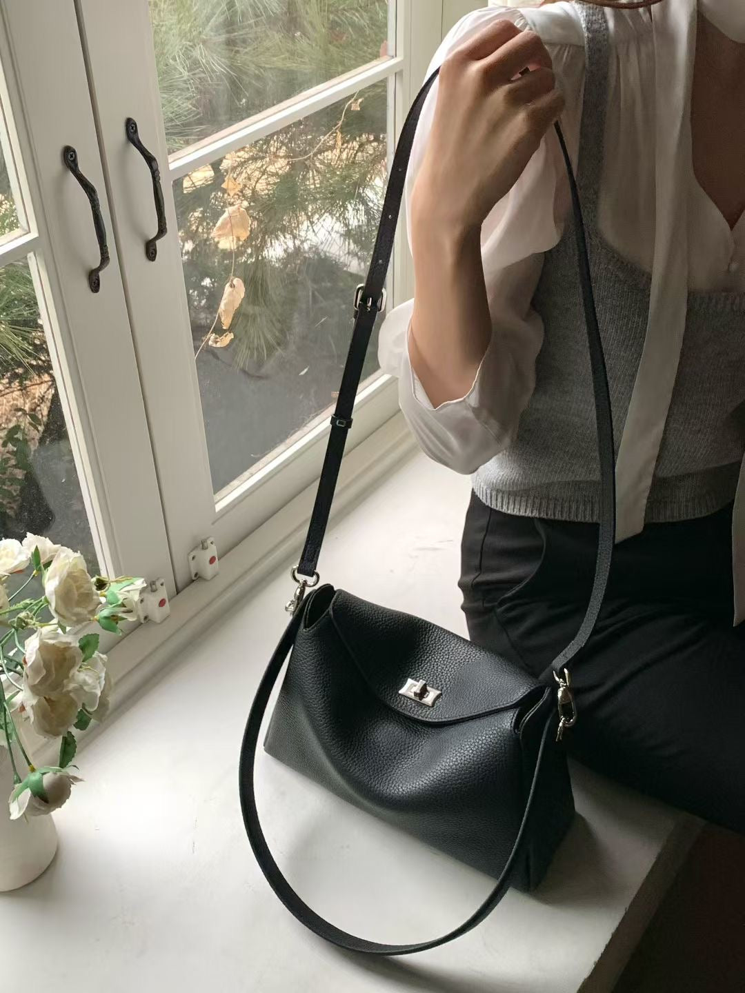 Korean APM Collection Three Colors Leather Bag-2 Straps (Instock)