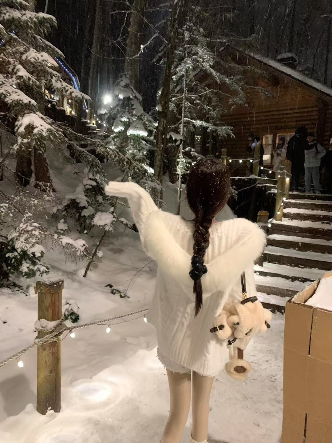 Kelly Designs Fox Fur White Mid Length Cardigan (Instock)