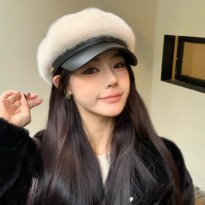Kelly Designs Faux Mink Fur Newsboy Beret Cap (Instock)