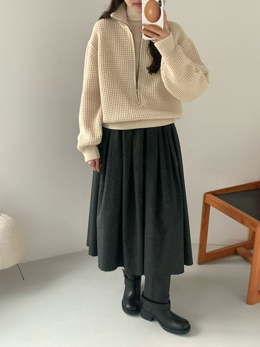 Korean APM Collection EGG Half Zip Up Yellow Wool Hoodie (Instock)