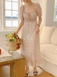 Korean APM Collection Beige Flower Dress (Instock)