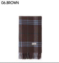 Mardi Mercredi Wool Check Muffler Scarf – Brown/Contain Mardi Gift Box (Instock)