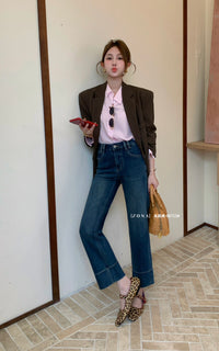 Kelly Designs Straight Denim Fleece Blue Pants(Instock)