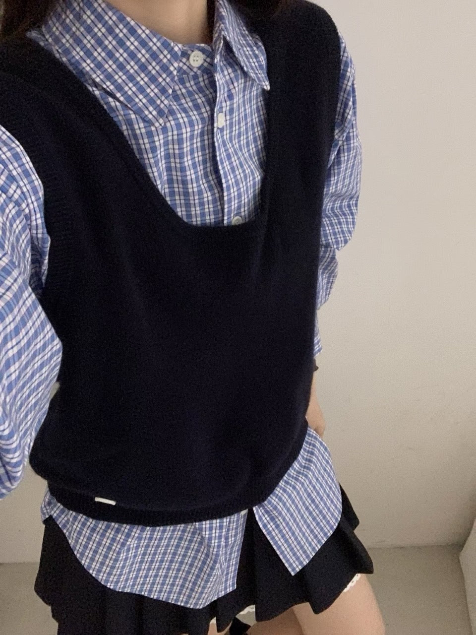 Kelly Designs Plaid Navy Shirt and Vest (Instock)