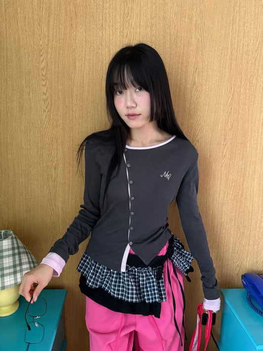 Korean APM Collection Grey Long Sleeves Top (Instock)