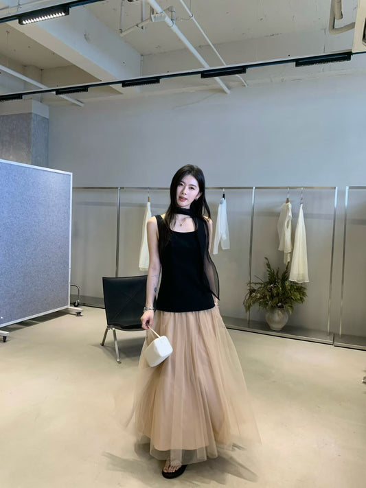 Kelly Designs Elegant Knit Tank & Layered Tulle Skirt Set (Instock)