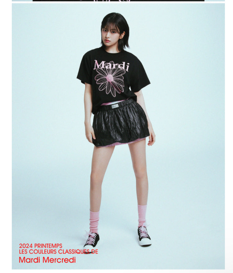 Mardi Mercredi TSHIRT FLOWERMARDI_BLACK PINK(Instock)