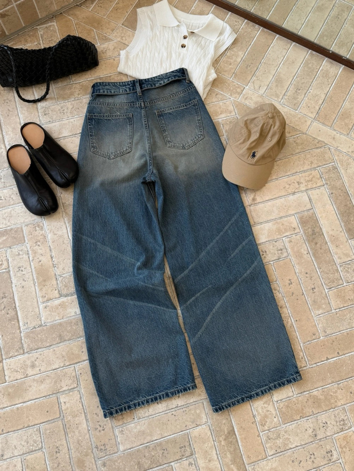 Kelly Designs Vintage Washed Wide Leg Jeans (Instock)